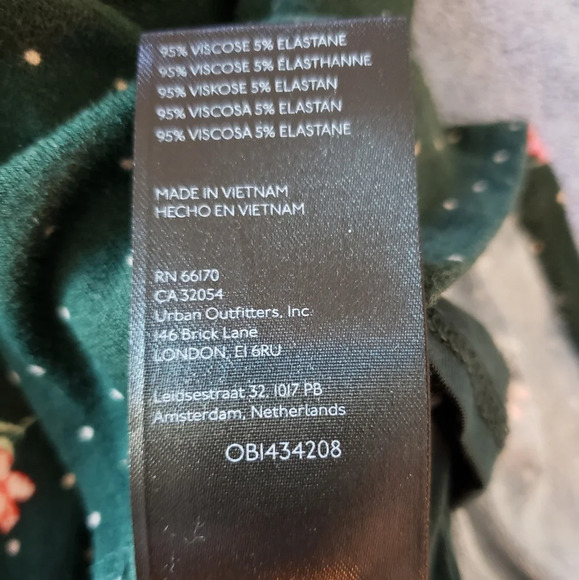 Free People Green Pink Flowers Celine Ruched Key Hole Back Mini Dress Sz S. - Picture 13 of 13